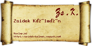 Zsidek Kálmán névjegykártya